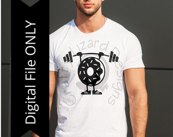 Donut Barbell, PNG JPG, Silhouet, Cameo, Cricut, Opstrijkbare, Digitale Download, Grappige Gym, Training, Hijsen, Bodybuilding, Crossfit, Lift