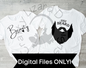 Schoonheid en de baard, SVG DXF JPEG, Silhouet, Cameo, Cricut, Iron On, Funny Couple Shirt, Valentijnsdag, Digitale download
