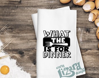 What the Fork Is for Dinner • Funny Kitchen • Sarcastic Flour Sack Towel or Potholder