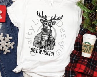 Funny Brewdolph Reindeer – Ugly Sweater Beer Drinking Holiday Party Top for Beer Lovers & Christmas Fun