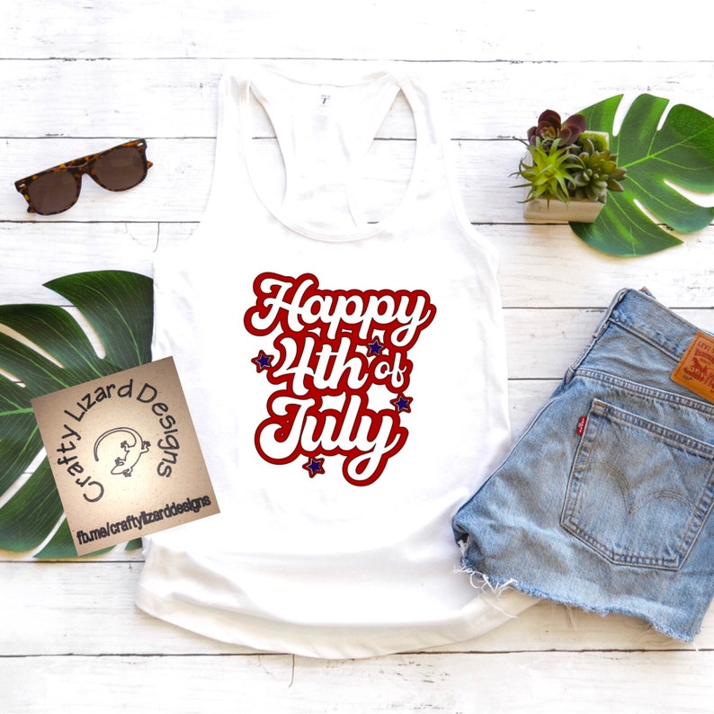 Sticker Tea Towel Wine Bag Decal Tank Coffee Mug Happy 4th of July T-shirt Pint Glass Koozie Wine Glass