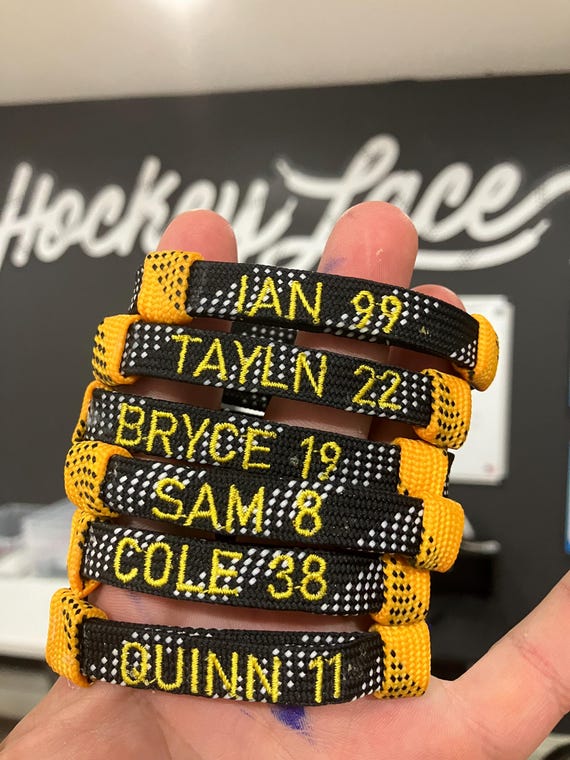 Custom Hockey Lace Wristbands – Personalized Player Names, Adjustable Fit