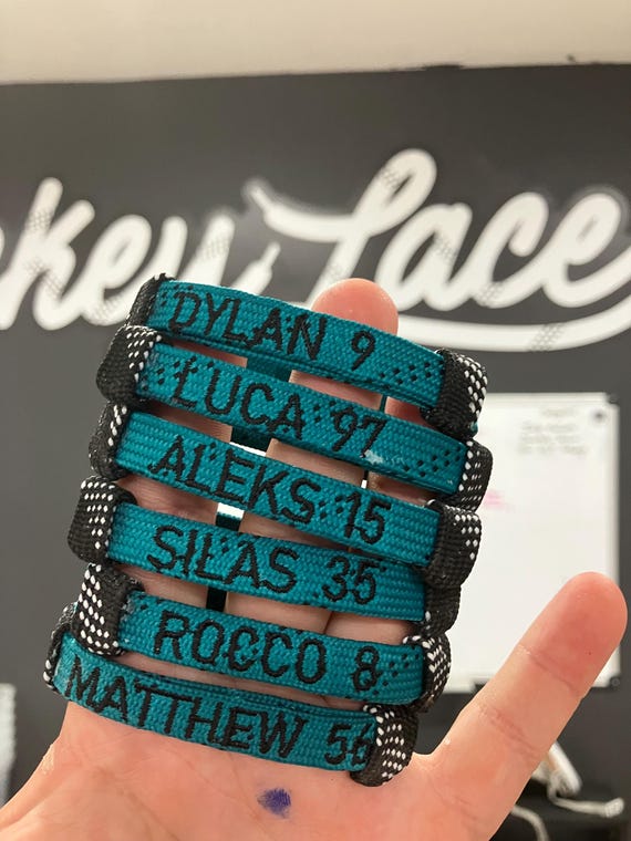 Custom Hockey Lace Wristbands – Personalized Player Names, Adjustable Fit