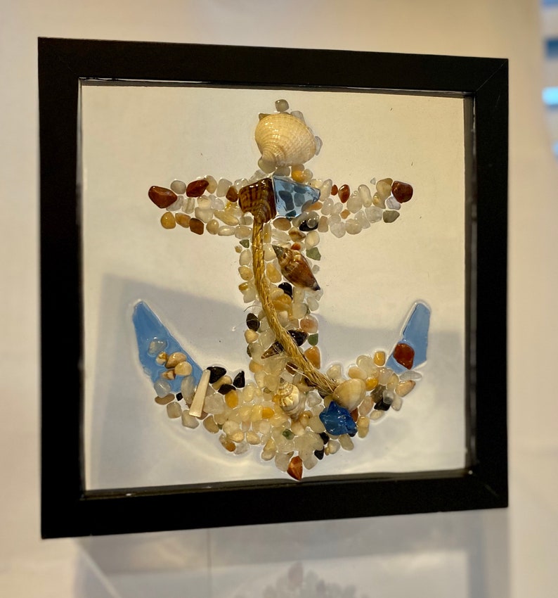 Anchor Resin Art with Seashells Nautical Sea Ocean Captain Etsy