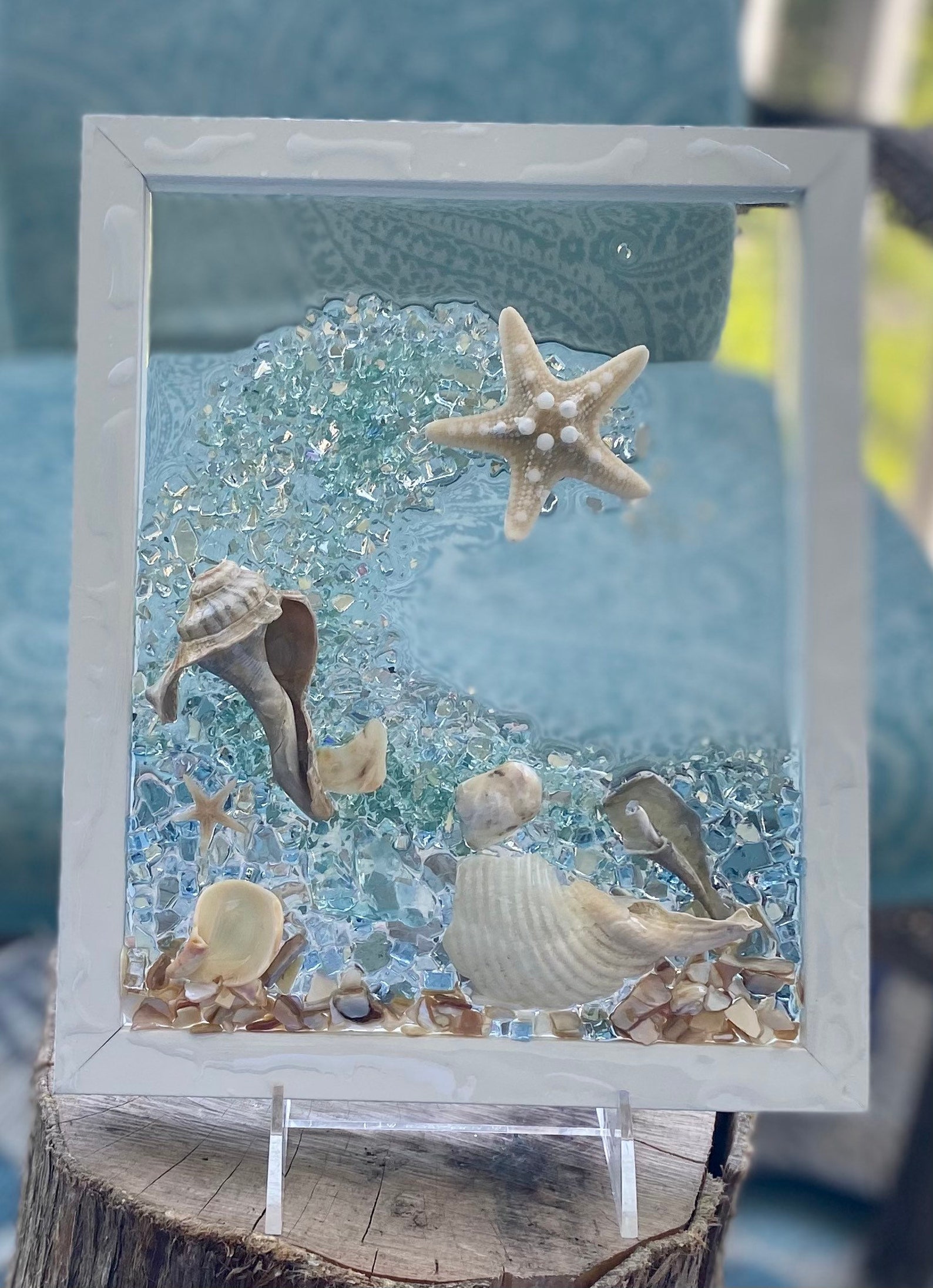 Sea glass Resin Art Suncatcher Beach Ocean Waves Coastal Etsy