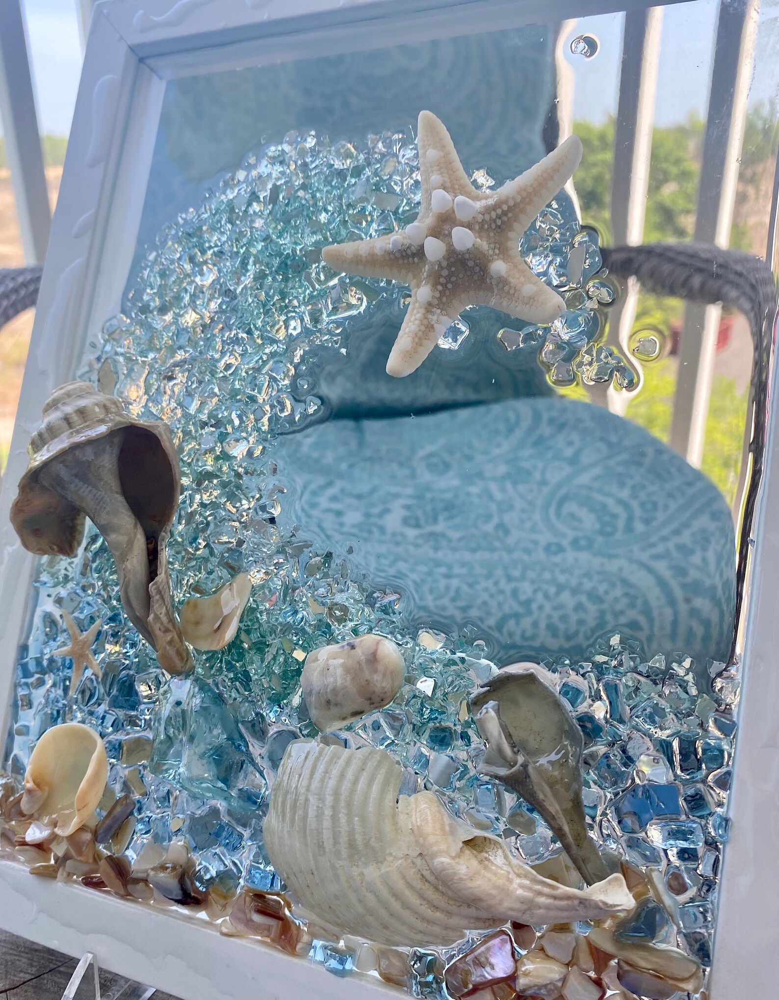 Sea glass Resin Art Suncatcher Beach Ocean Waves Coastal Etsy