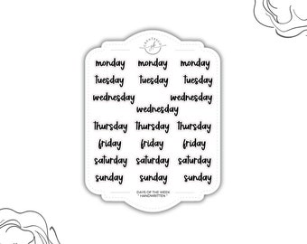 Days Of The Week || Handwritten Font || Sticker