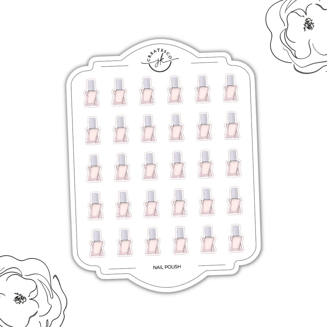 Handdrawn Icon Nail Polish Sticker Etsy
