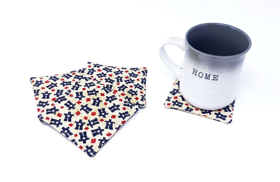 Fabric Coasters, Set of Novelty Print Fabric Coasters, Set of 4