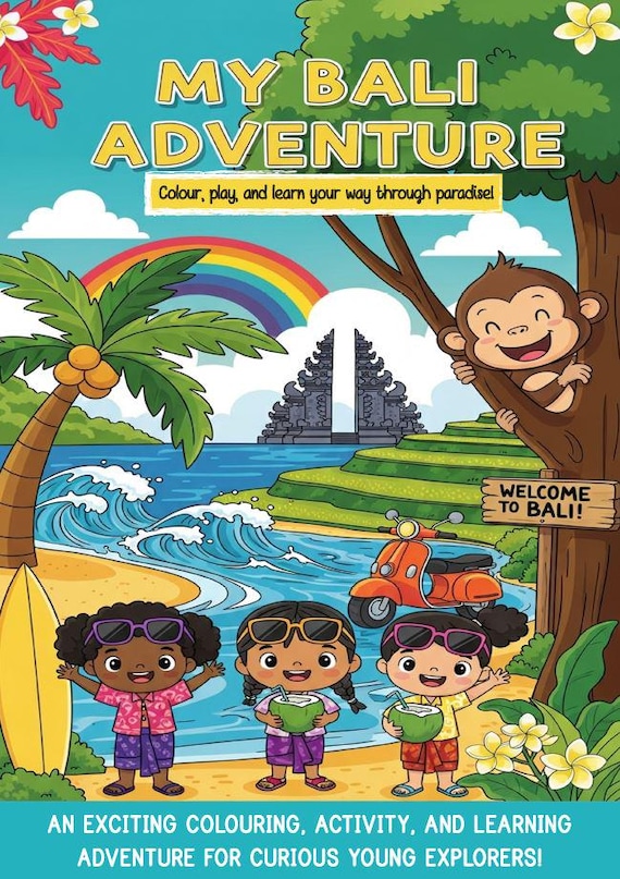 Kids Bali Activity & Colouring Book | Printable Travel Activity Pack | Educational Holiday Fun | Plane Entertainment | Digital Download PDF