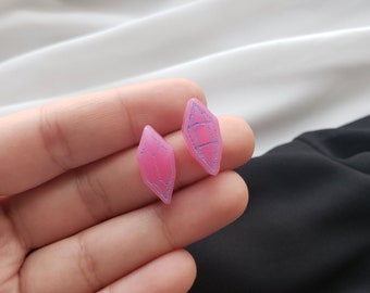 Asymmetrical Pink Crystal Stud Earrings, Crystal Earrings, Stud Earrings, Pink Stud Earrings, Crystal Stud Earrings, Pretty Studs