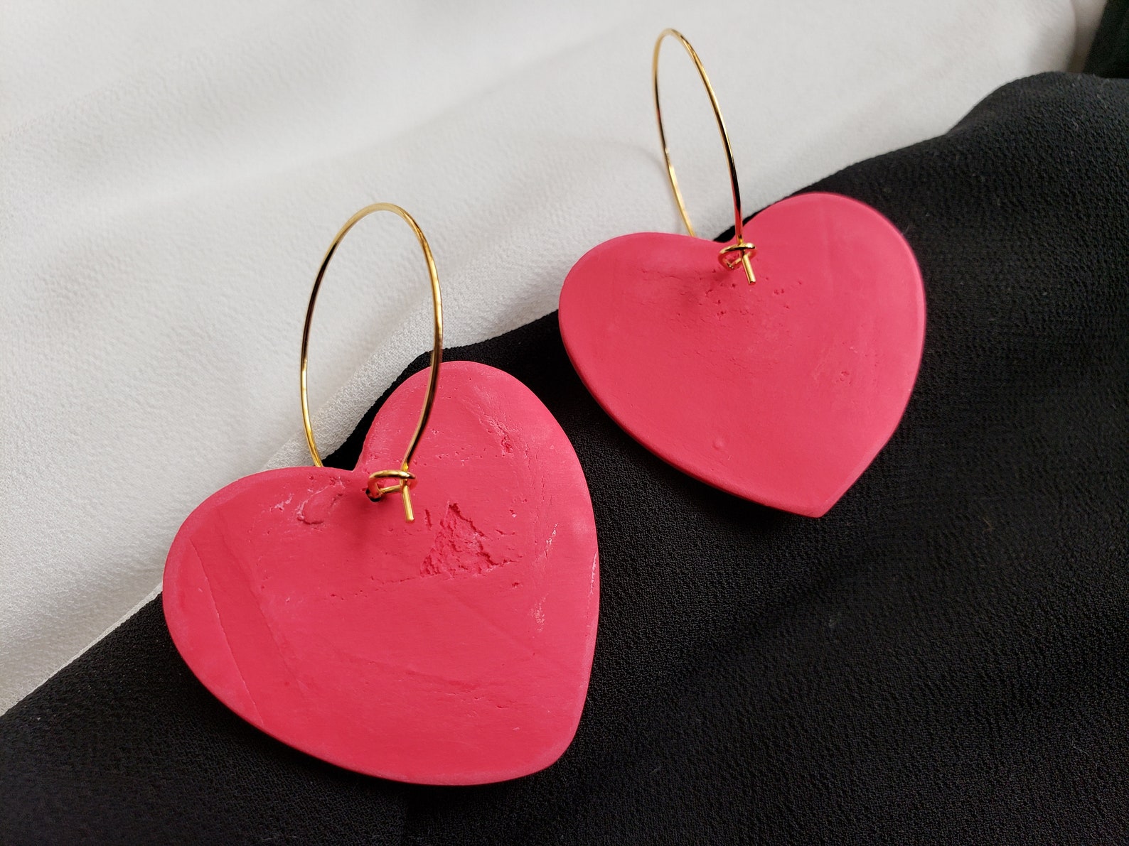 Red Heart Hoops Heart Earrings Red Heart Hoops Cute Heart Etsy
