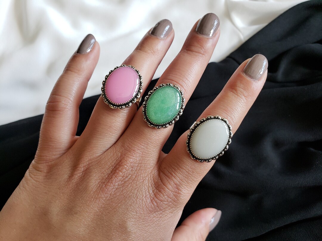 Silver Fancy Handmade Rings, Resin Rings, Antique Style Rings, Unique ...