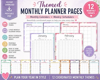 Monthly and Weekly Planner Pages - Undated - Printable PDF