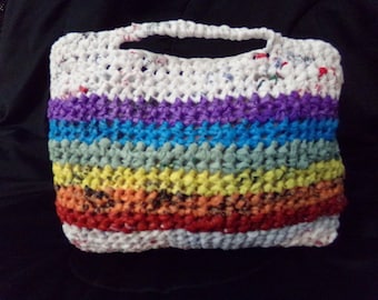 Small Rainbow Handbag - Repurposed Plarn