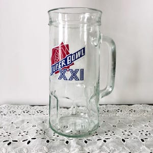 Vintage Super Bowl XXI Glass Collectible Beer Mug