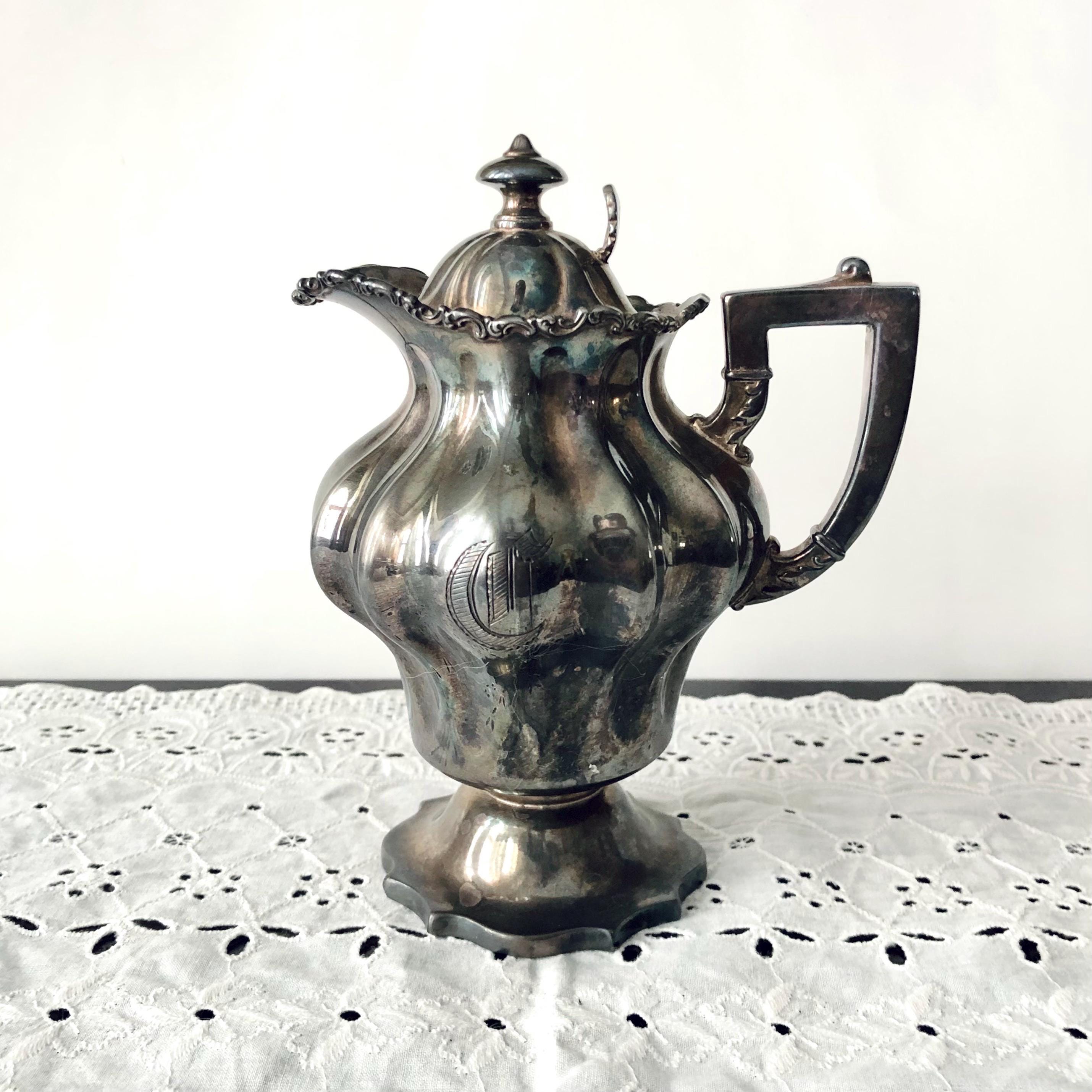 Beurrier Antique Victorien Meriden Quadruple Plate 4956 - Métal Argenté Et Verre