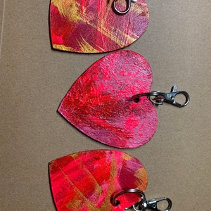 3 valentine key chains painted by dogs Schultz and Wilhelmina image 1