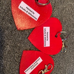 3 valentine key chains painted by dogs Schultz and Wilhelmina image 2