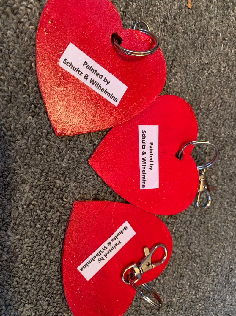 3 valentine key chains painted by dogs Schultz and Wilhelmina image 2