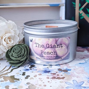 The Giant Peach Soy Wax Candle, Peach Scented Candle, Children&#39;s Book Lover Gift, James and the Giant Peach, Baby Shower Gift, Reader Gift
