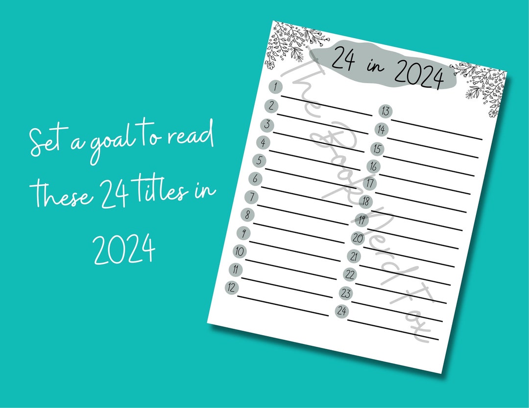 24 in 2024 Digital Printable, Reading Planner Page, Reading Tracker