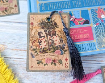 Blue Alice in Wonderland Bookmarks, Handmade Vintage Playing Card Bookmarks, Bookish Merch, Gift for Readers, The Mad Hatter