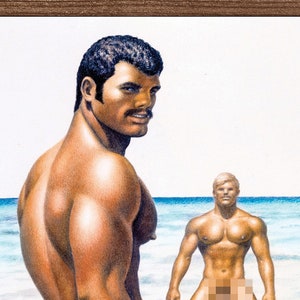 Tom of Finland cartolina stampa "Tide is High" (gay, vintage, bodybuilder, pellettieri)