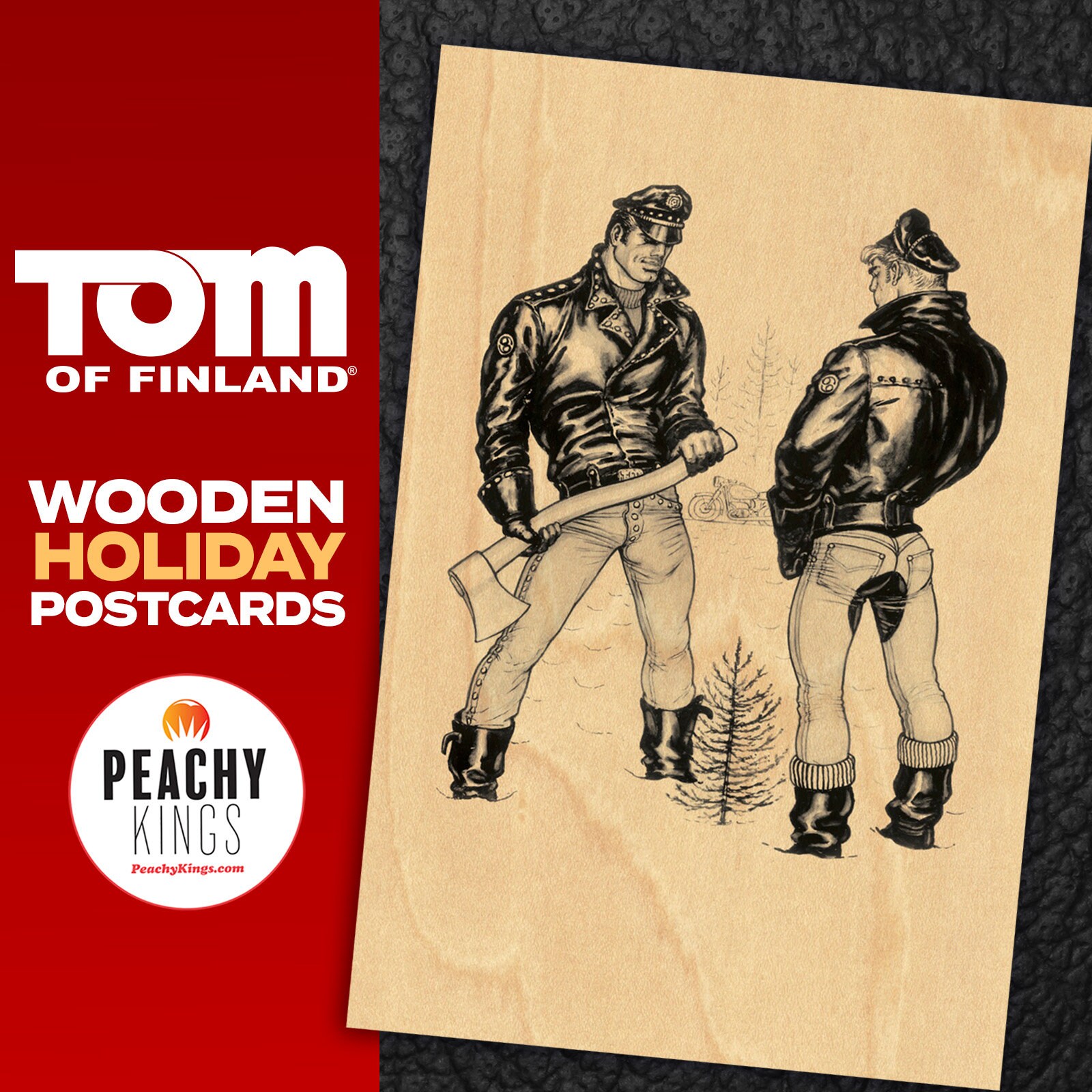 Tom of Finland Wooden Holiday Postcards (gay, Christmas Cards