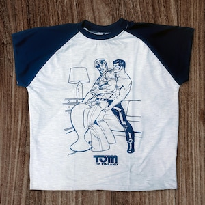 Tom of Finland T Shirt - REPAIR MAN (Ringer, raglan, gay, navy)