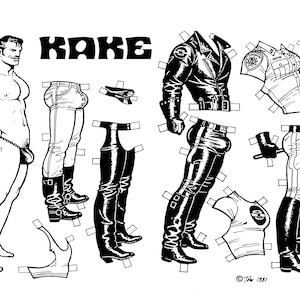 Tom of Finland Poster Stampa "KAKE Paper Doll" (gay, arte queer, leathermen)