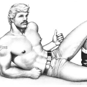 Tom of Finland Poster Print &quot;Thumbs Up&quot;  (queer, art, Leather men, vintage)
