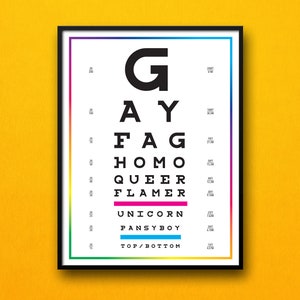 Gay Eye Chart Poster (Pride, LGBTQ, Queer, print, wall art)