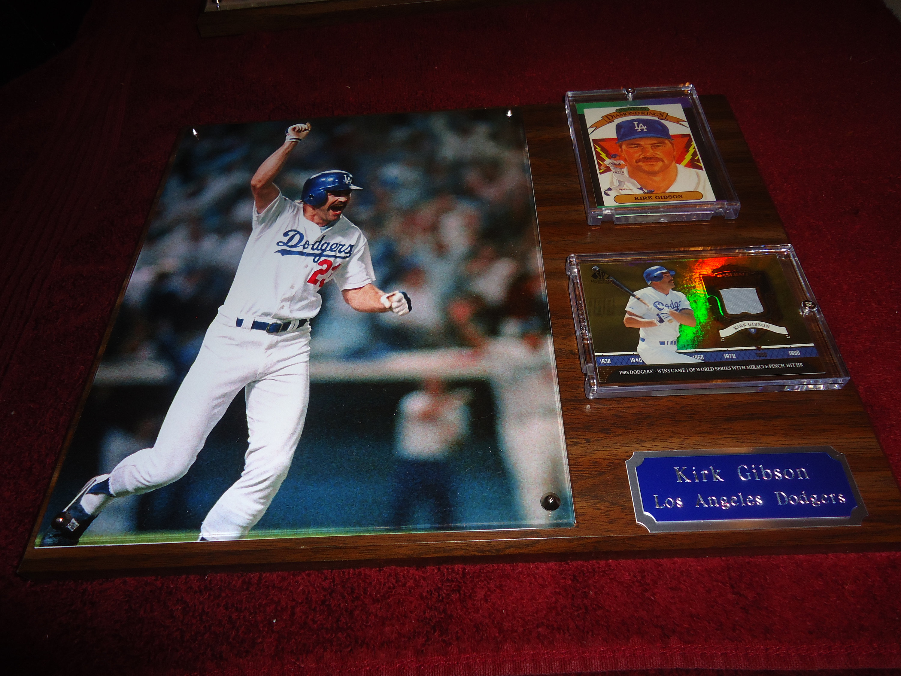 Kirk Gibson Plaques With Game Used Jersey Card Los Angeles 
