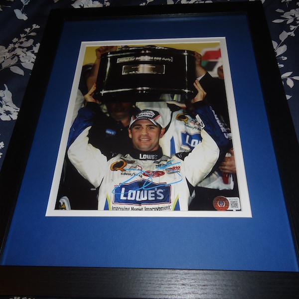 Jimmie Johnson Autographed 8x10 Matted In An 11x14 Frame NASCAR & Time Champion Lowe's