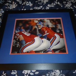 John Elway Autographed 11x14 Photo Framed & Matted Denver Broncos Super Bowl Hall of Fame