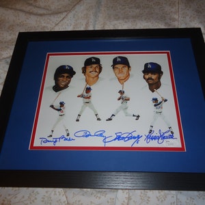 Steve Garvey Ron Cey Dusty Baker Reggie Smith Autographed 8x10 Photo Framed & Matted Los Angeles Dodgers 30 Home Runs Season