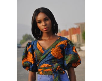 ankara wrap blouse