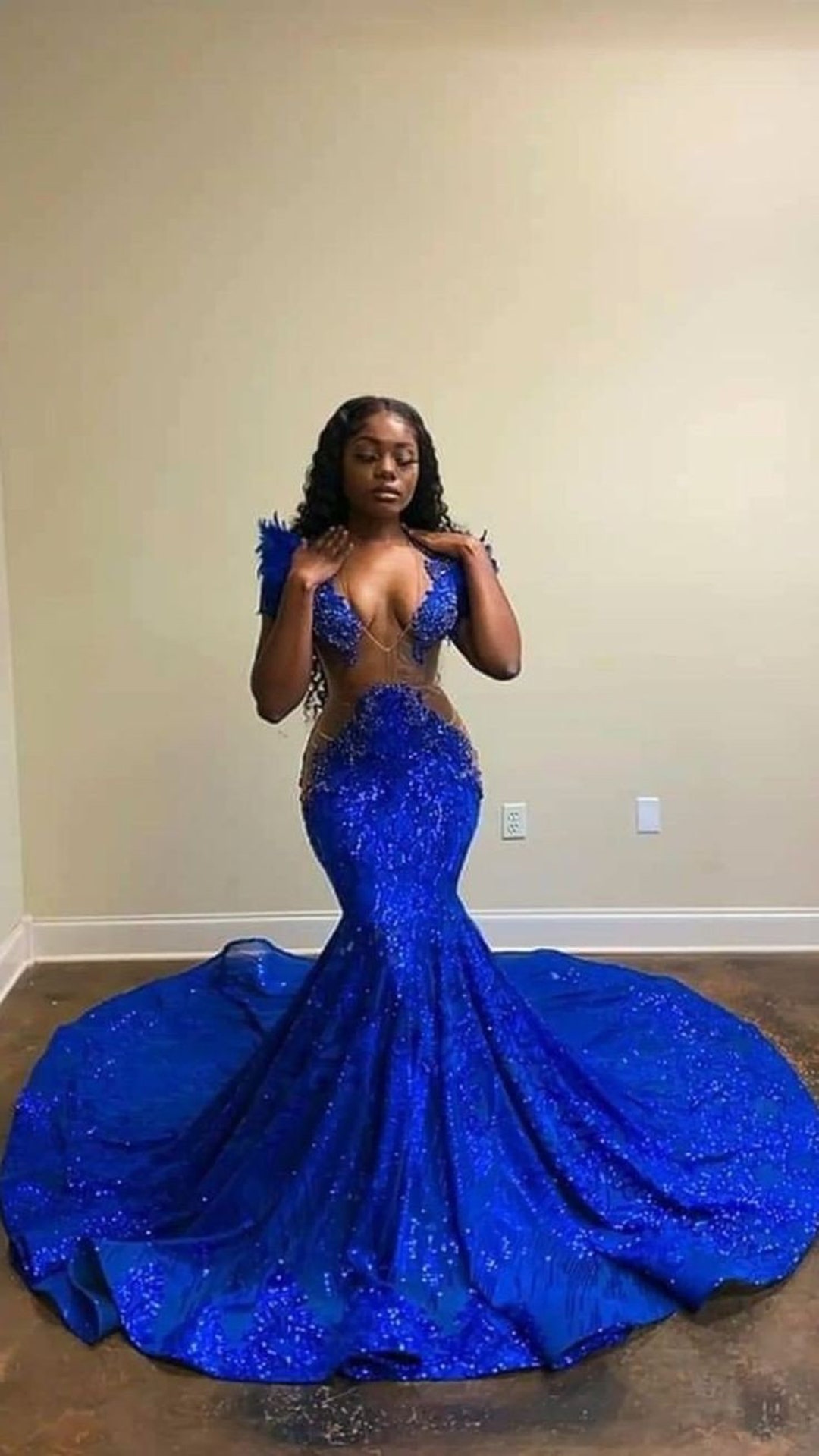 Prom Blue Shine Dress, Engagement Dress Etsy