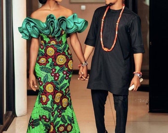 African couple traditional wedding attire