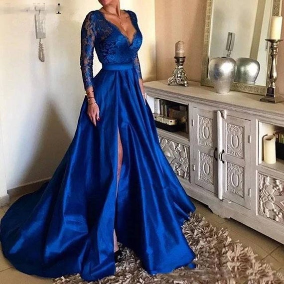 Navy blue prom dress, wedding dress 