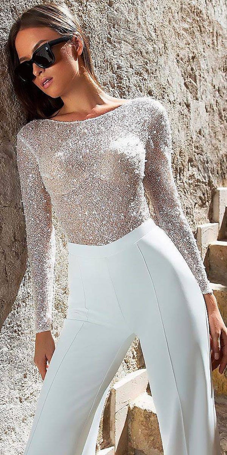 White bridal jumpsuit wedding jumpsuit bridal jumpsuit