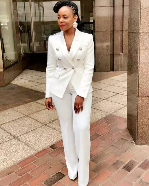Women White 2piece Blazer Suit Set - Etsy