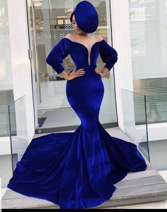 Velvet Bridal Mermaid Dress Engagement ...