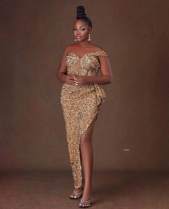 off shoulder reception dress