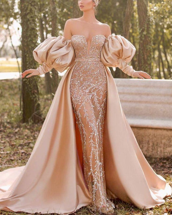 Burgundy One Shoulder Gold Lace Applique Embellished Engagement Party –  Sultan Dress