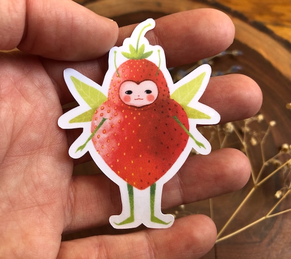 Fruit Fairy Sticker | Cottagecore Stationery | Whimsical Fantasy Gift | Strawberry Fairy | Just a Little Guy