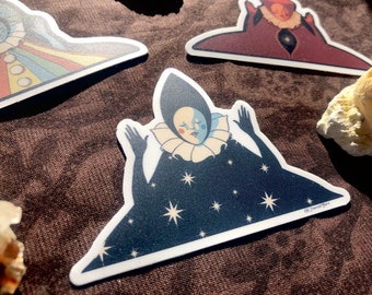 May include: A sticker featuring a stylized illustration of a person with a blue face and a white ruff, standing with arms raised against a dark blue background with white stars. The sticker has a white border and the text "@Daniel Park" in the bottom right corner.