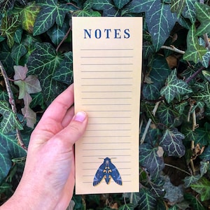 Skull Moth Notepad / Goth Stationery / Horror Lover Gift / Cool College Notetaking Supplies / Unique School Supplies