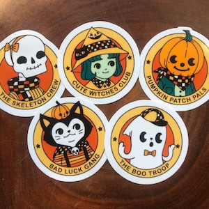 Conjunto de pegatinas de Halloween Cottagecore / Papelería retro de temporada espeluznante / Bruja linda / Estética vintage de Halloween / Regalo de fiesta de Halloween / Fantasma
